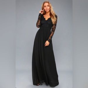 Lulu’s Black Long Sleeve Lace Maxi Dress